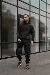 Мужской спортивный костюм весенний осенний черный Nike Найк + барсетка