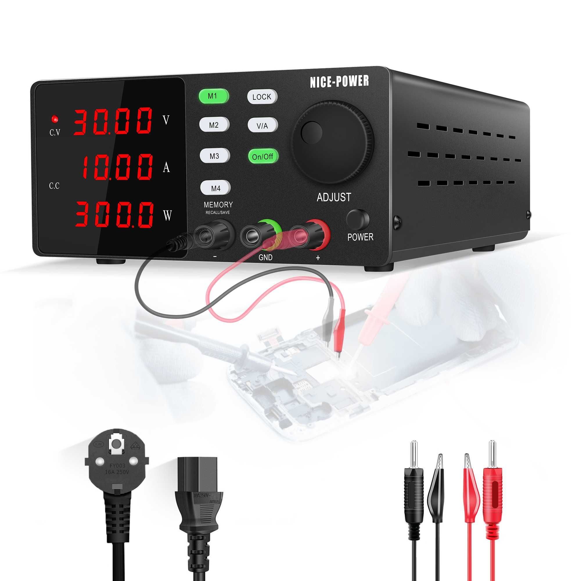 Wszystkomający zasilacz laboratoryjny programowalny 30V 10A RS232+USB