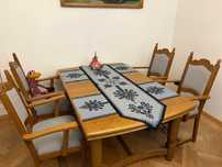 stół i krzesła - dębowe , 6 krzeseł , stół rozkladany 3,5 m