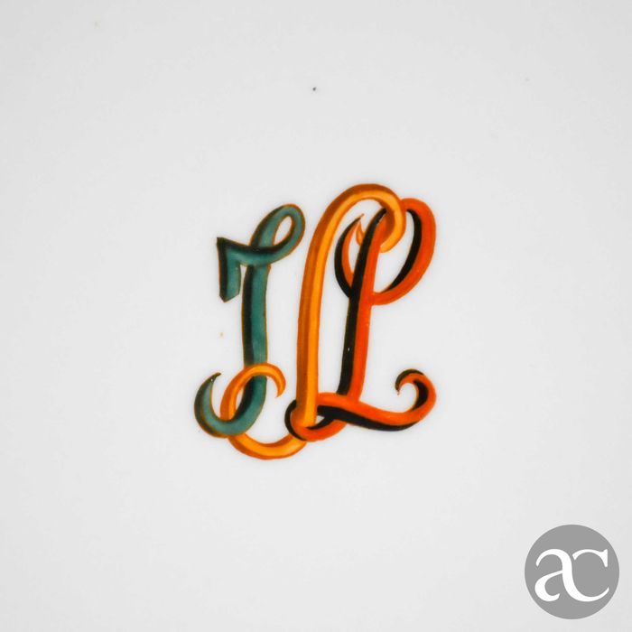 Conjunto de 2 pratos como monograma porcelana Artibus