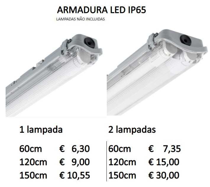 Lampadas LED tubulares e armaduras