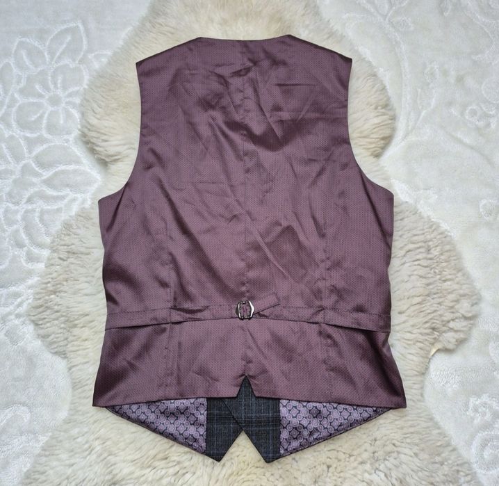 Kamizelka garniturowa S Szara w kratkę Nowa Burton