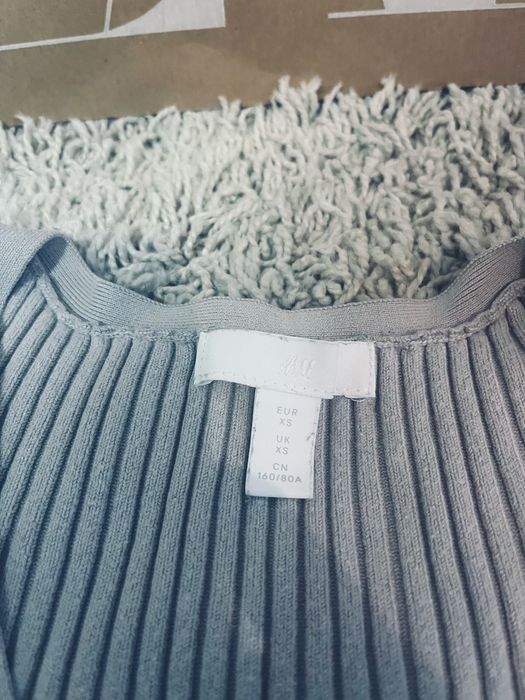 Kardigan w prazki rozm xs HM szary na guziki sweter