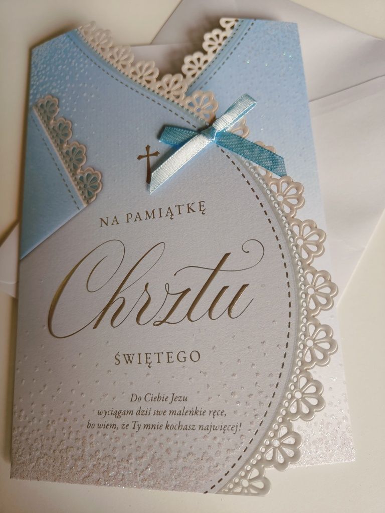 Pamiątka z okazji Chrztu Świętego.
Kartka jest niezwykle piękna w kolo