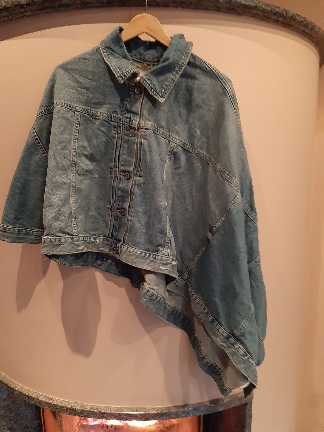 Peleryna jeans zara oversize denim niebieska damska tkmaxx kurtka kurt