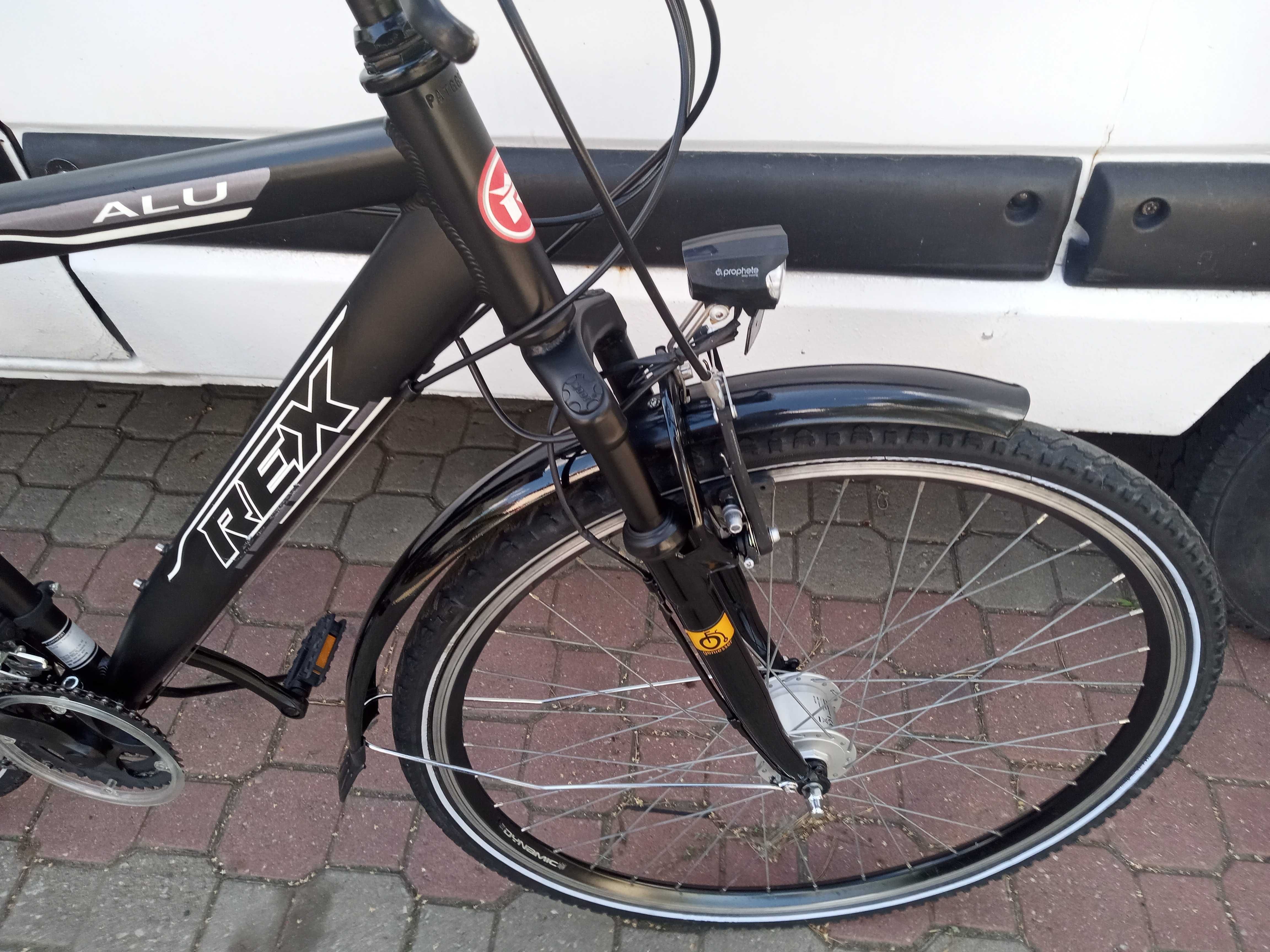 Rower męski trekking  alu-REX , dynamo w kole, przerzutki