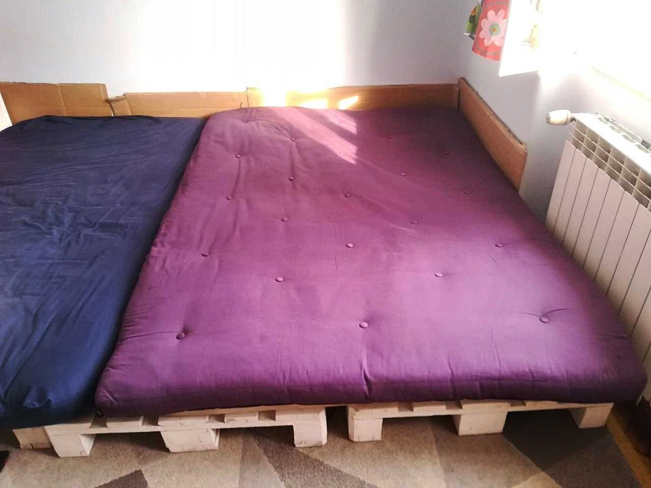 Futon Pascal, materac naturalny 100% bawełna, bordowy, 140x200