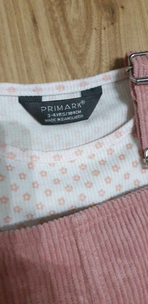 Komplet dla dziewczynki sukienka na szelkch+bluzka roz. 104 Primark