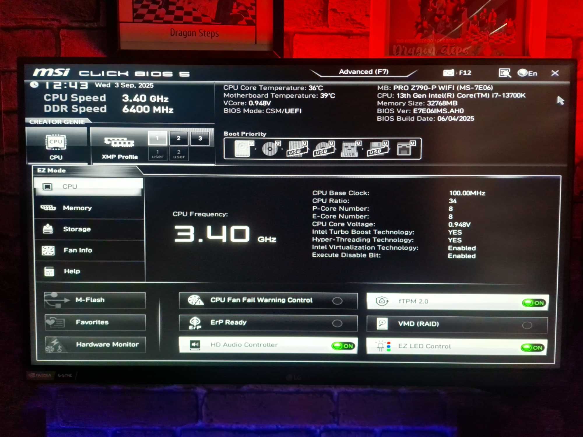 Intel i7 13700k + 32 GB Ram DDR 5 + Płyta  MSI PRO Z790 - P WIFI DDR 5