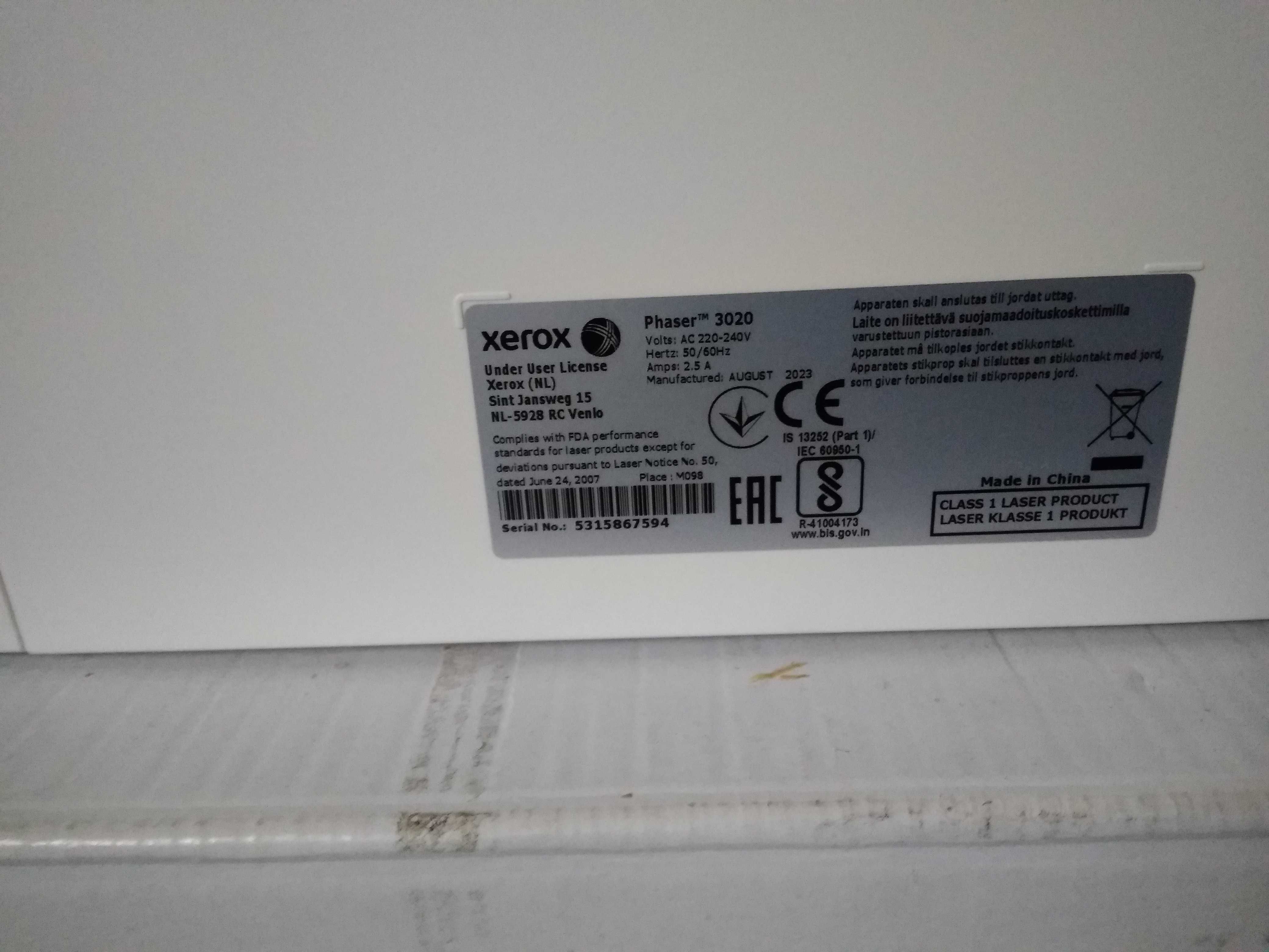 Drukarka laserowa Xerox Phaser 3020- nowa