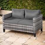 Dwuosobowa szara sofa rattanowa
