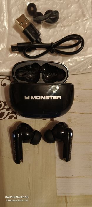 Monster AuraFit T02 Anc+Enc Bluetooth 5.3 [Czarne] -32dB ANC