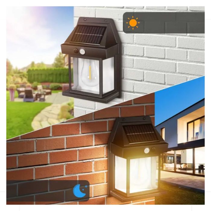 LAMPA Ścienna SOLARNA ŻARÓWKA Kinkiet LED Czujnik Ruchu i Zmierzchu