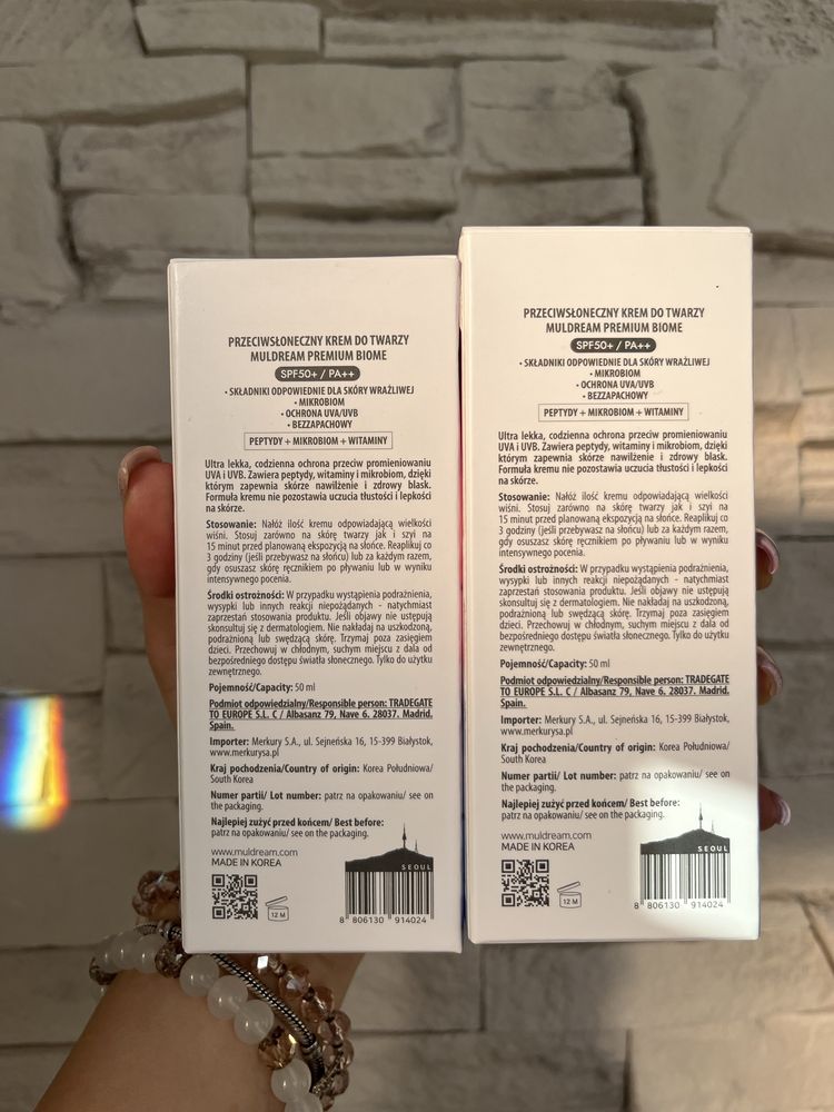 Koreański krem przeciwsłoneczny spf 50 zestaw Muldream
