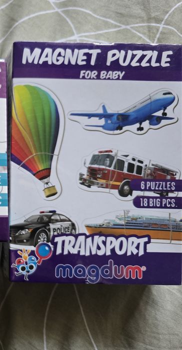 Набір магнітів Magdum Baby puzzle "Транспорт" котики в подарунок