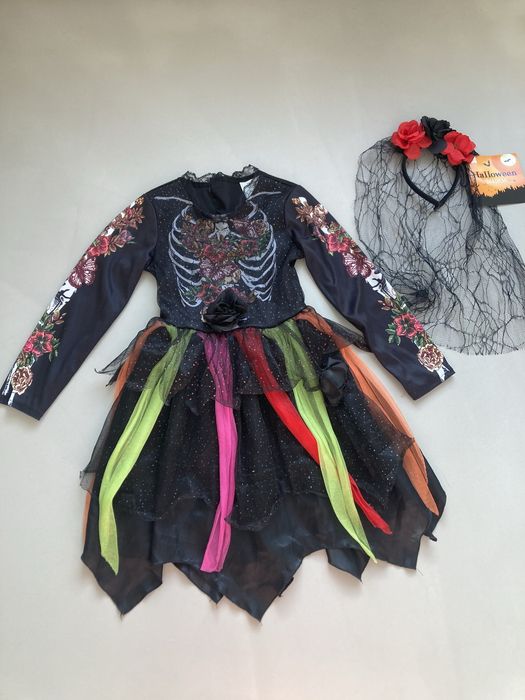Strój karnawałowy halloween meksykański kościotrup szkielet 116/122 cm