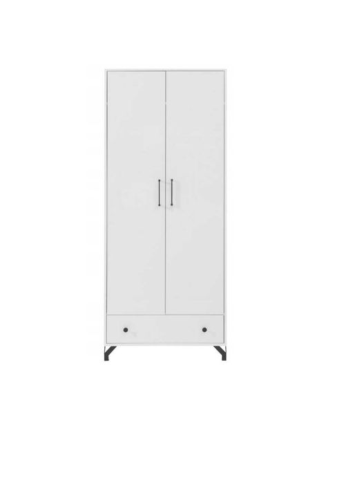 Szafa 2drzwiowa 80 biała połysk z szufladą nóżki Bergen Wysoka jakość