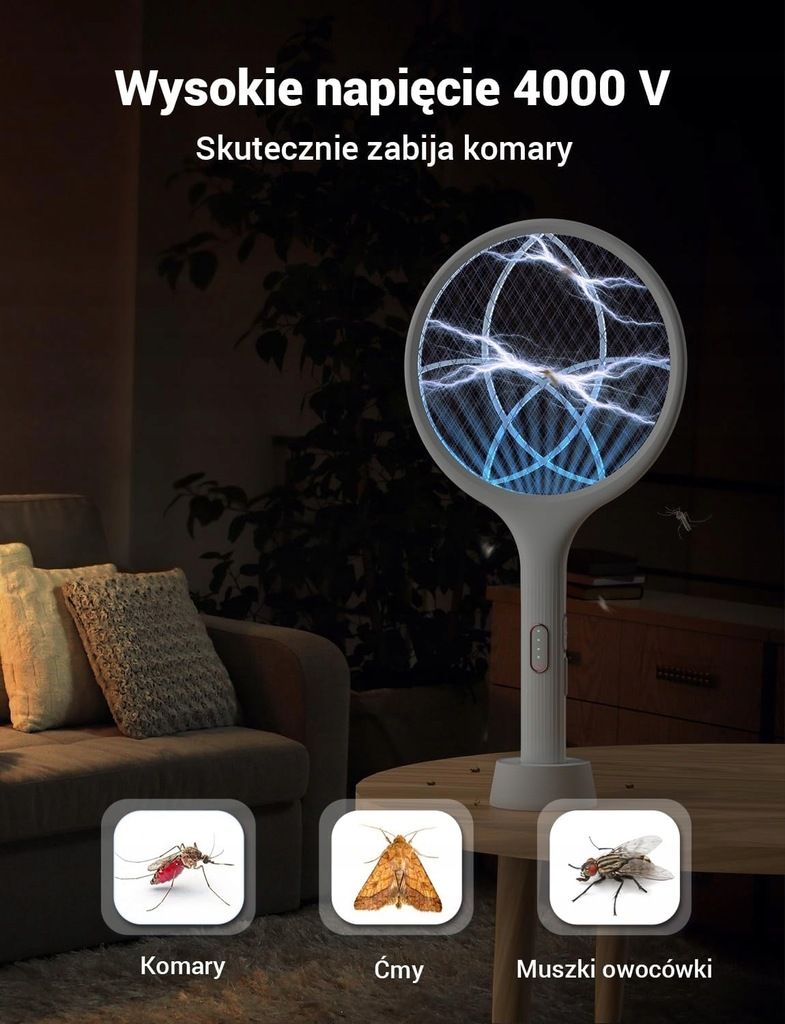 Elektryczna Łapka Klapka Packa Pułapka Na Muchy Owady