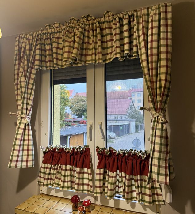 Zasłony zasztoski lambrekin firana w kratę kratkę świąteczne