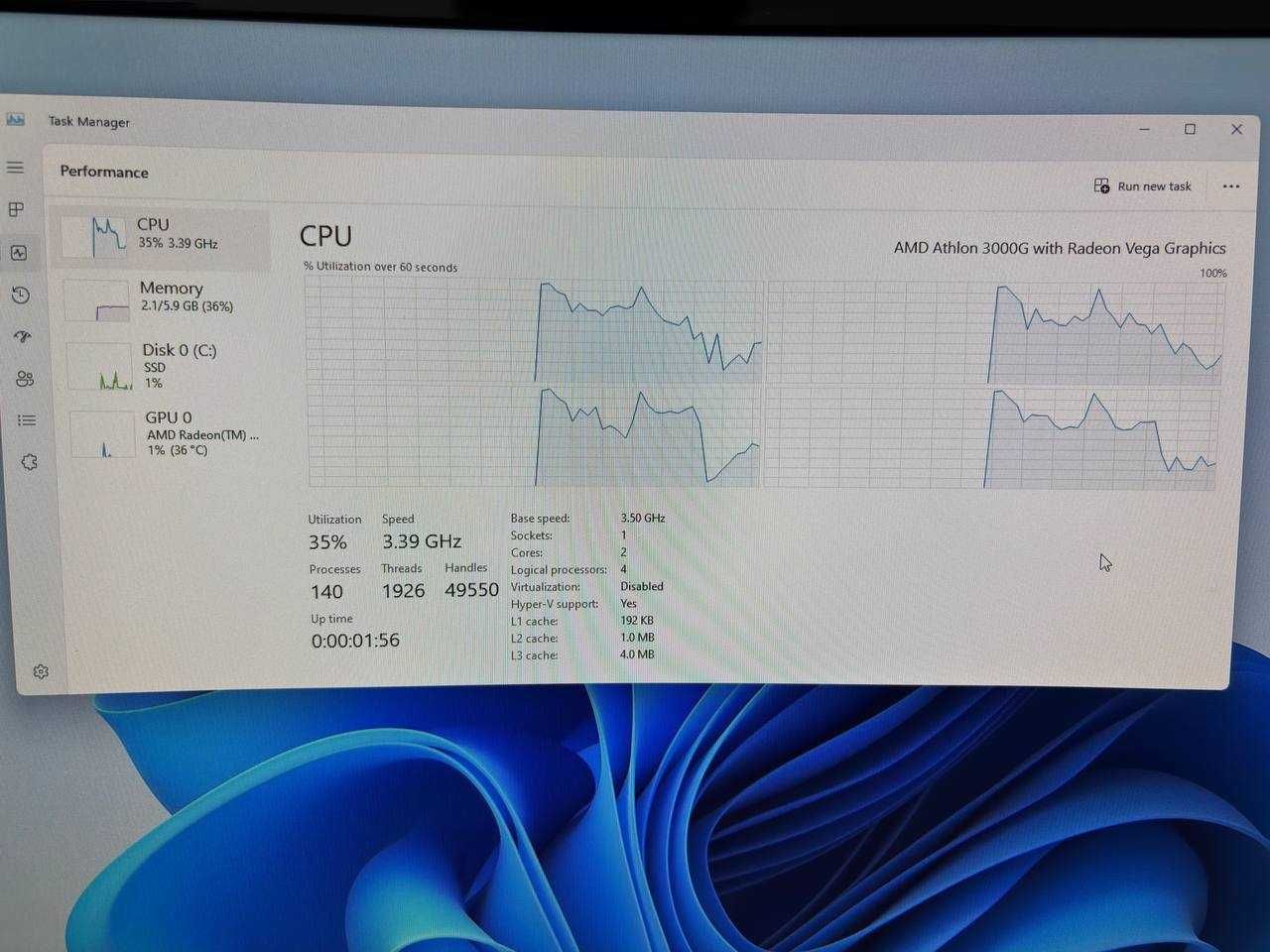 Компʼютери для роботи: AMD 3000G, 8GB RAM, 120SSD монітор, переферія