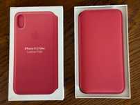 iPhone XS Max etui skórzane Leather Folio- różowy (Peony Pink) - nowy