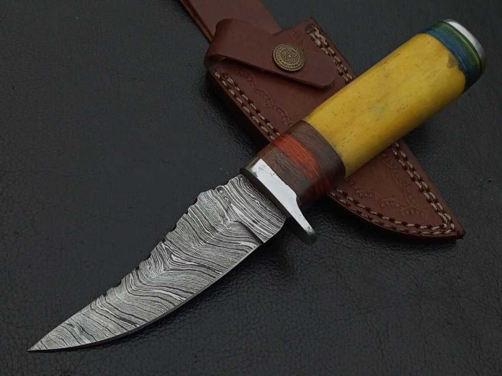 DAMAST nóż myśliwski BOWIE stal damasceńska 22cm. FINKA bushcraft