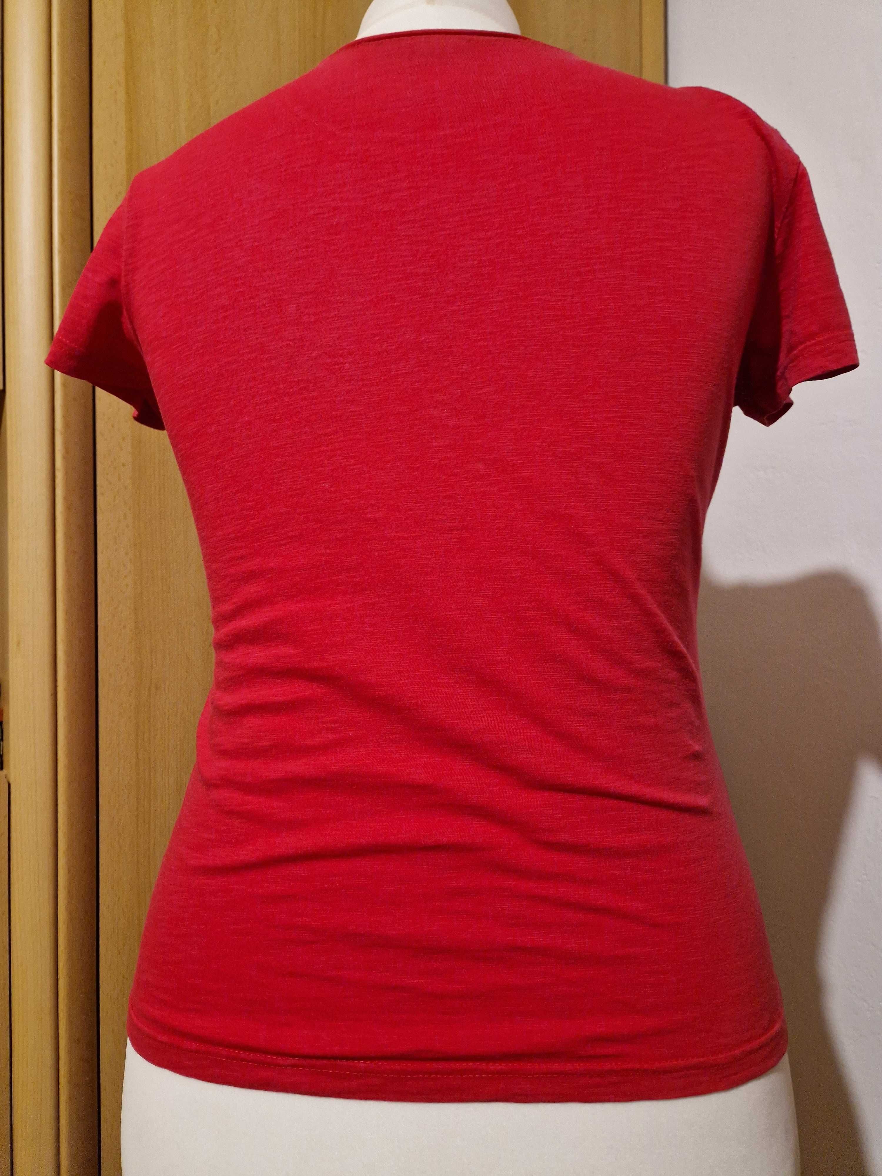 Ciemnoróżowy bawełniany t-shirt, rozmiar M