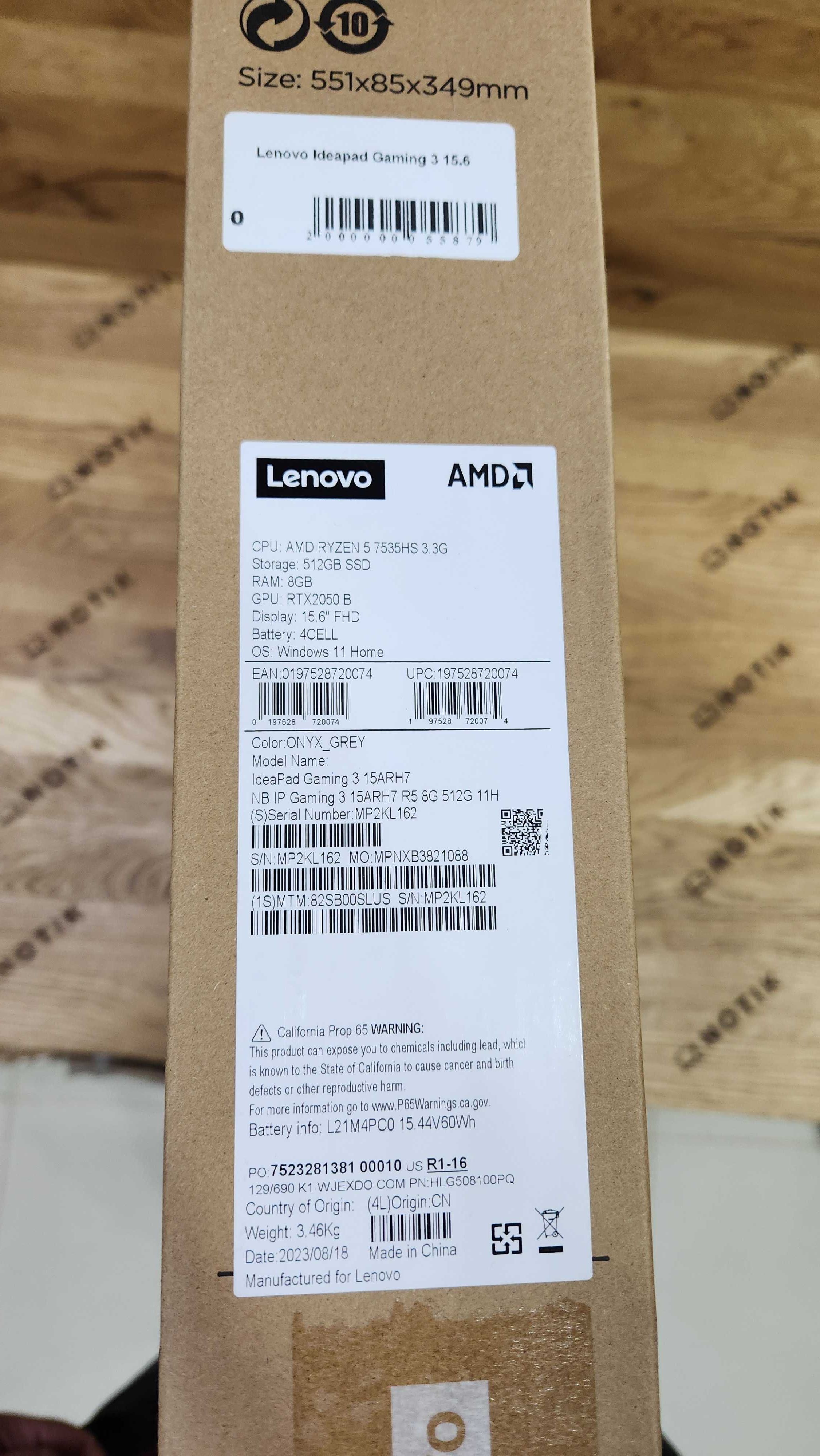 Lenovo IdeaPad Gaming 31 5ARH7 AMD 5-7535H/16/512SSD/RTX2050/FHD IPS