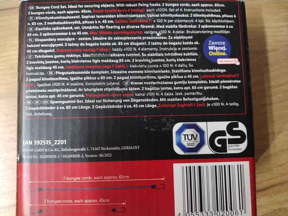 Linki gumy do mocowania bagażu rower auto 4 szt Parkside