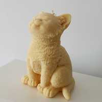 Duża świeca sojowa Siedzący kot Kotek Urocza świeca dla kociarzy