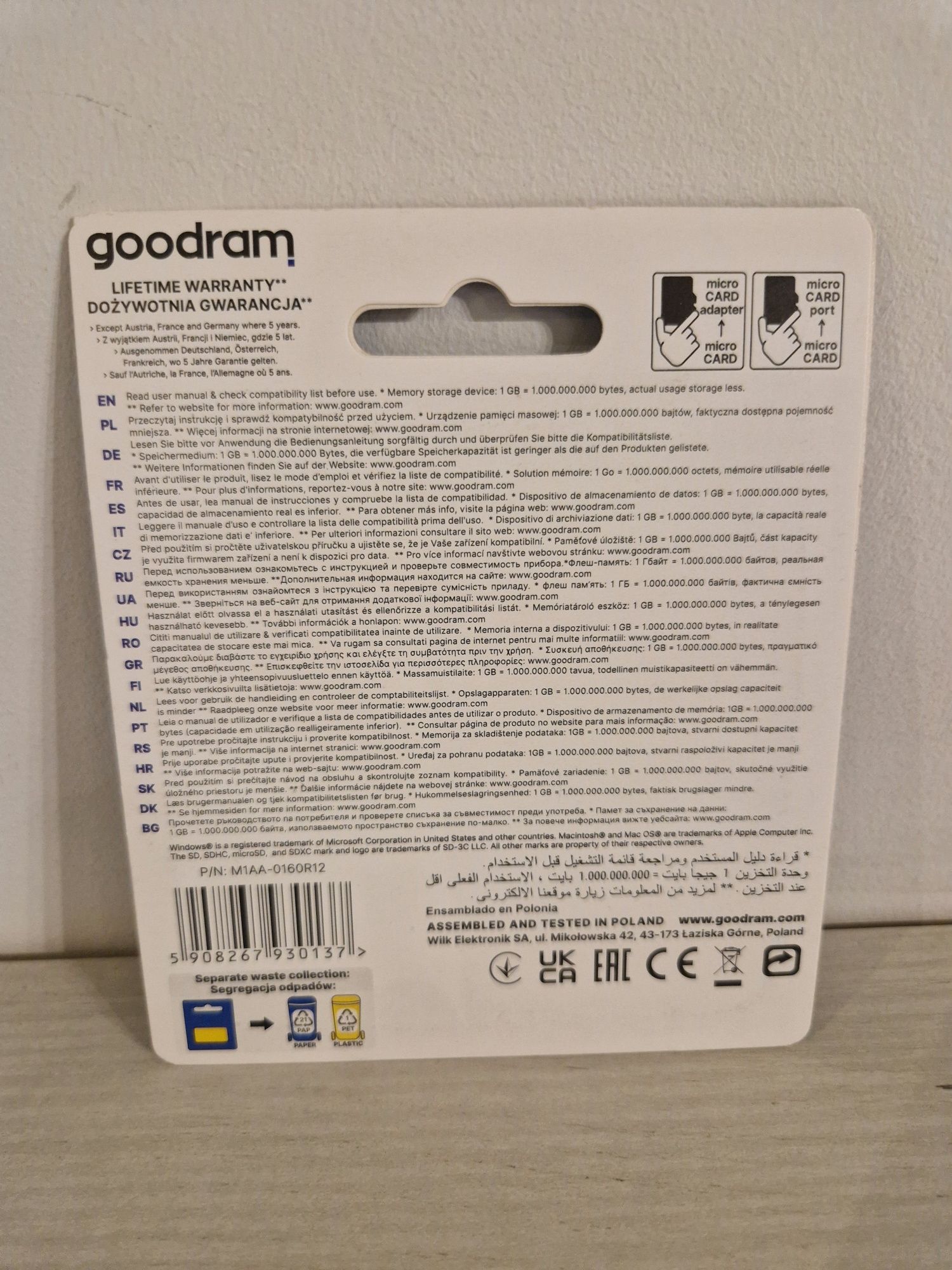 Karta pamięci micro sd GOODRAM - 16GB z adapterem UHS I CLASS 10 100MB