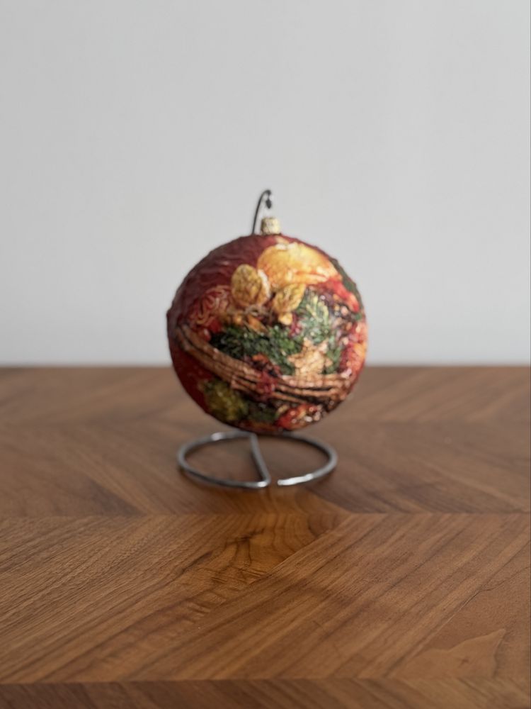 Ręcznie robiona bombka świąteczna decoupage + stojak