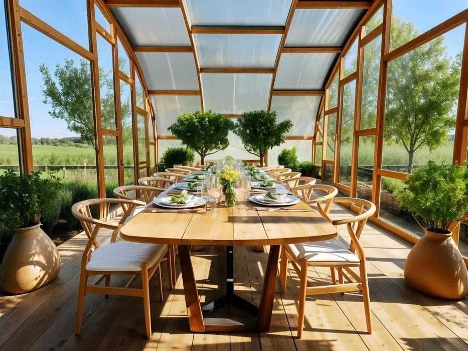 Konstrukcja drewniana- ogród zimowy, zadaszenie basenu, szklarnia