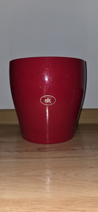 Duża donica osłona ceramiczna czerwona wysokość 21 cm średnica 21 cm