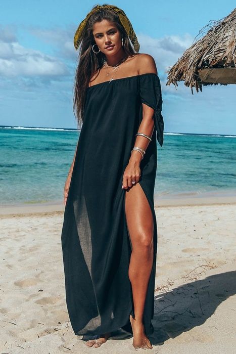 Pareo długa sukienka plażowa maxi letnia tunika