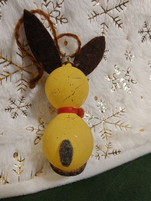 Bombka choinkowa Zajączek szkło PRL