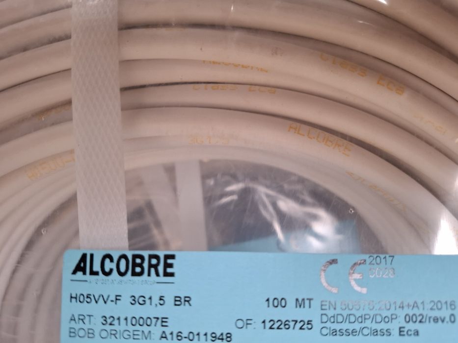 Cabo eletrico 3 x 1.5mm Rolo com 100 metros