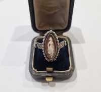 Dawny pierścionek srebrny z kameą srebro 800