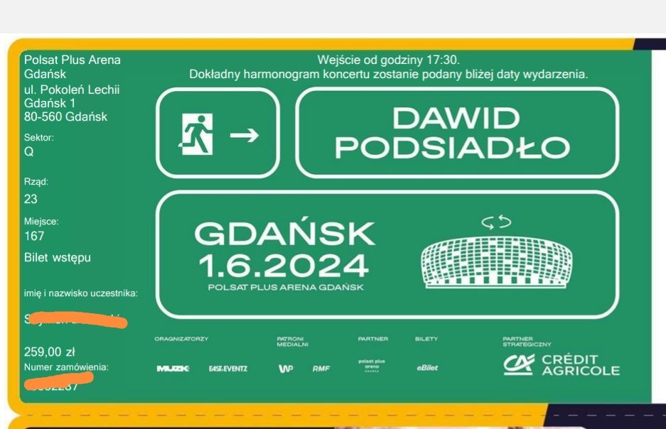 2 bilety, Dawid Podsiadło, Gdańsk 01.06.2024