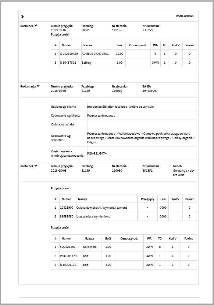 Audi, Bmw, Mercedes, VW, VIN ASO PDF, Historia Serwisowa, Naprawy 7/7