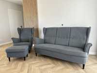 Zestaw STRANDMON kanapa sofa fotel uszak podnóżek IKEA