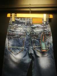chłopięce spodnie jeansowe 122-128+ (20) z regulacją, gruby materiał