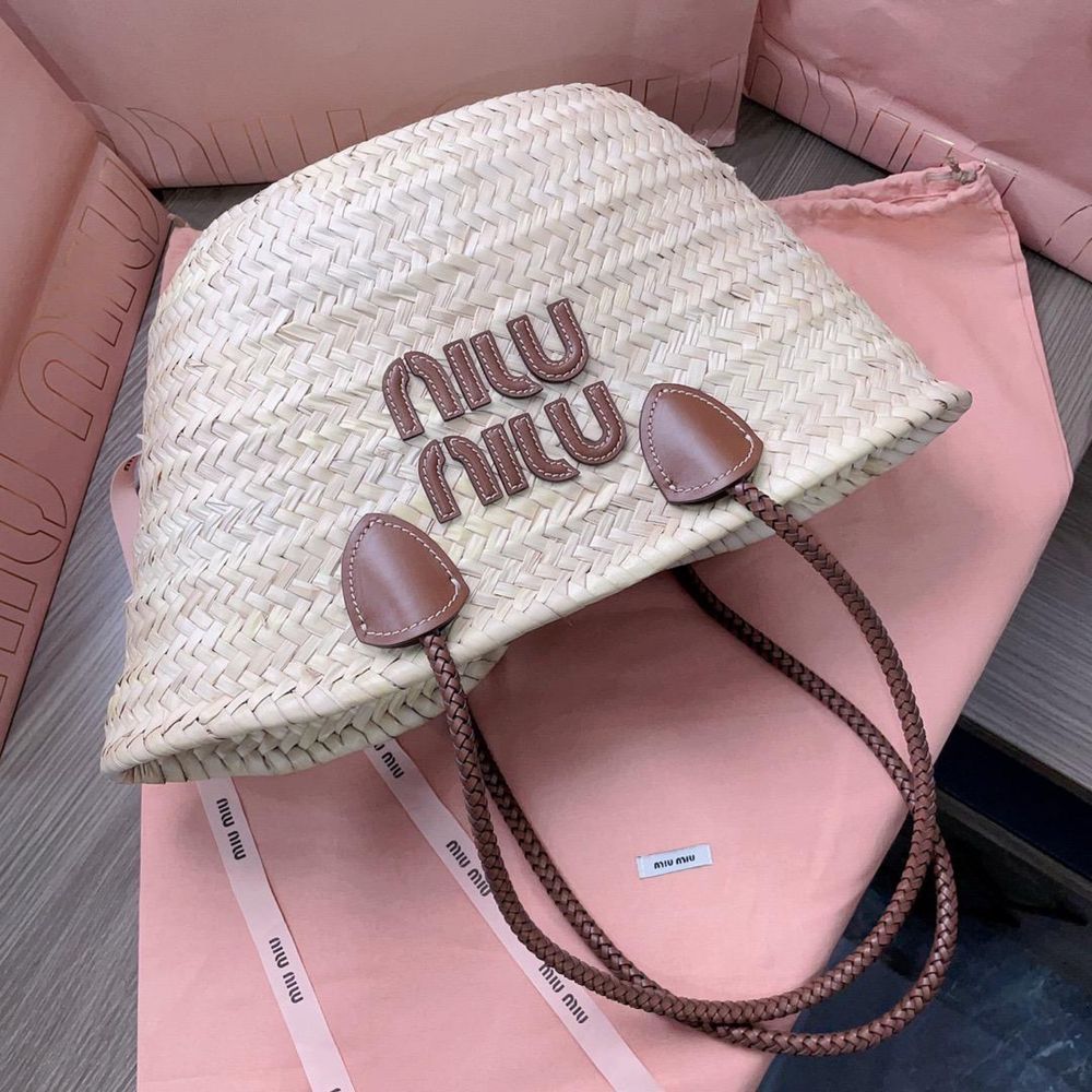 Koszyk Miu Miu Raffia Neutral