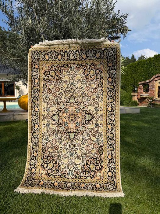 Jedwabny r.tkany dywan perski GHOUM / GHOM 130x76 galeria 7 tyś