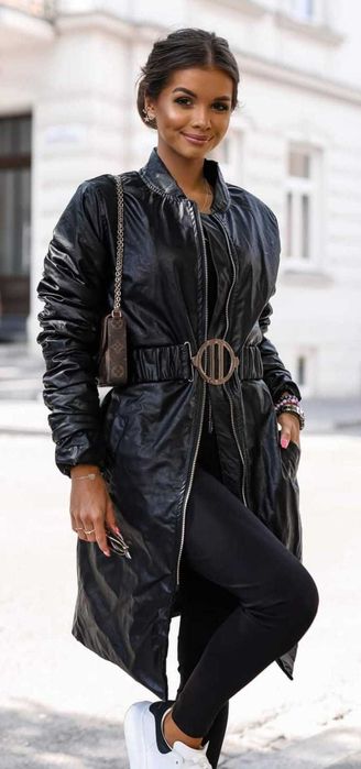 płaszcz kurtka czarna ekoskóra/PROMOCJA