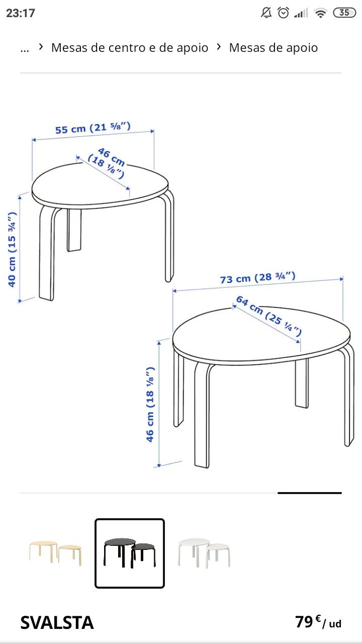 Conjunto 2 mesas de centro IKEA