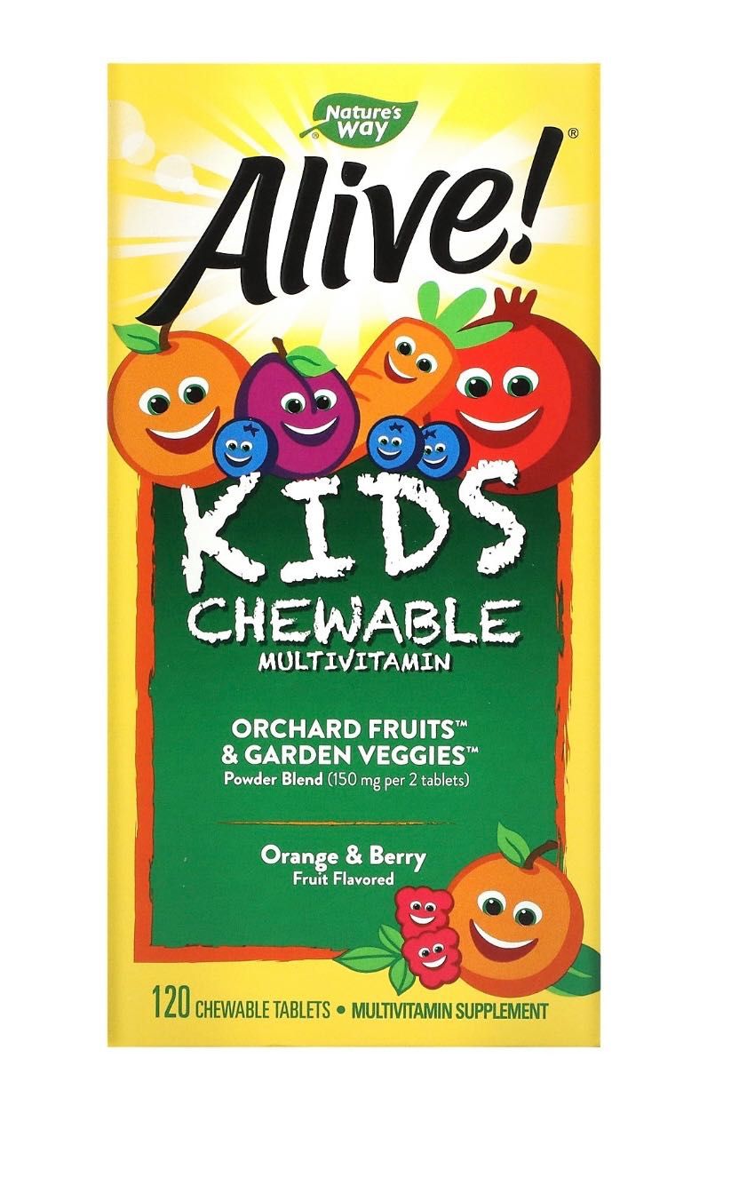 Alive жувальні мультивітаміни для дітей зі смаком апельсина і ягід 120