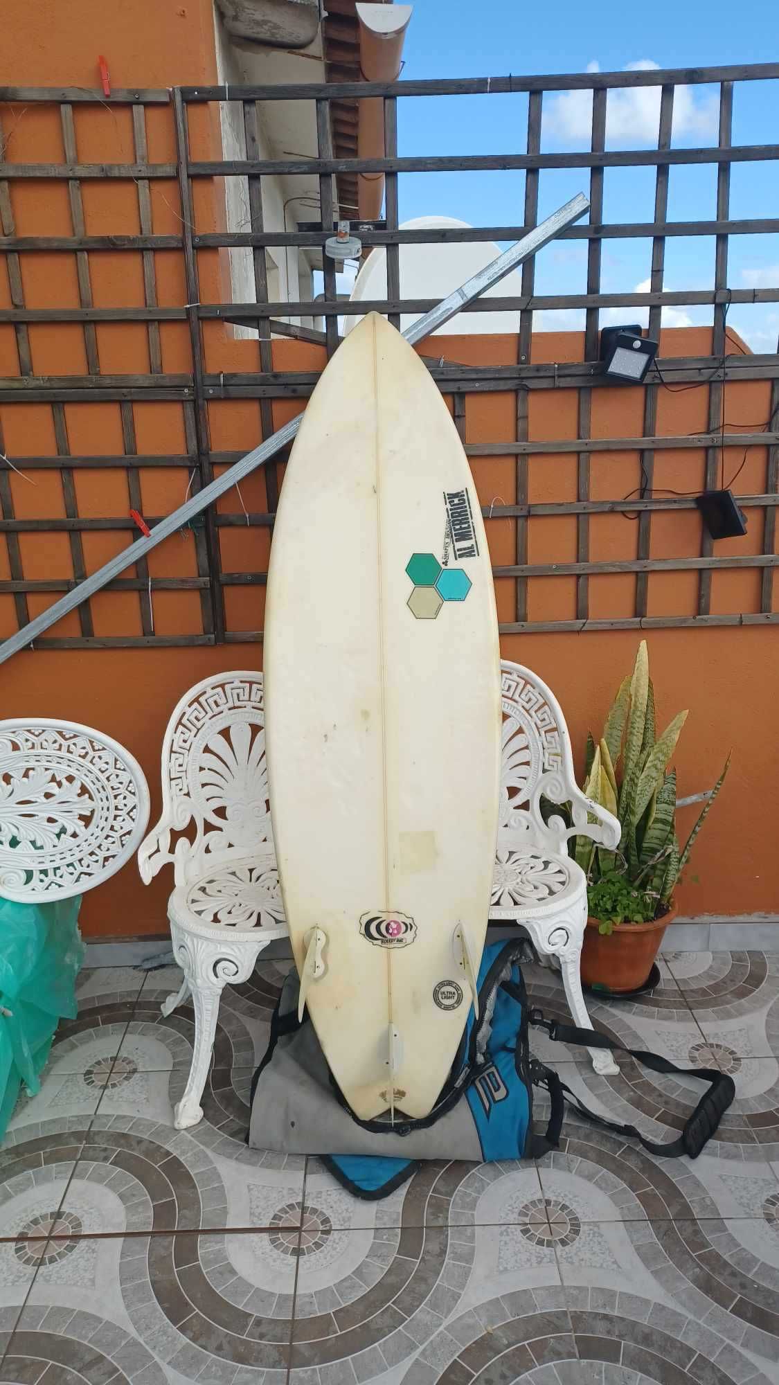 Prancha de surf al merrick + capa e fins