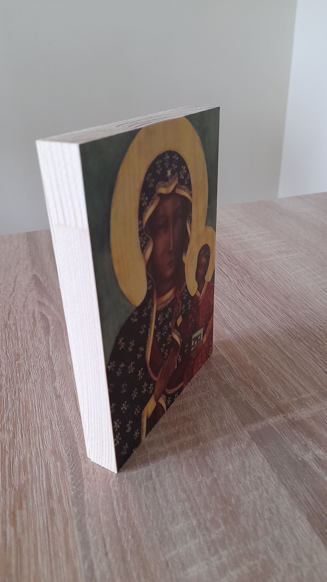 Obrazek drukowany bezpośrednio na drewnie-Matka Boska Częstochowska