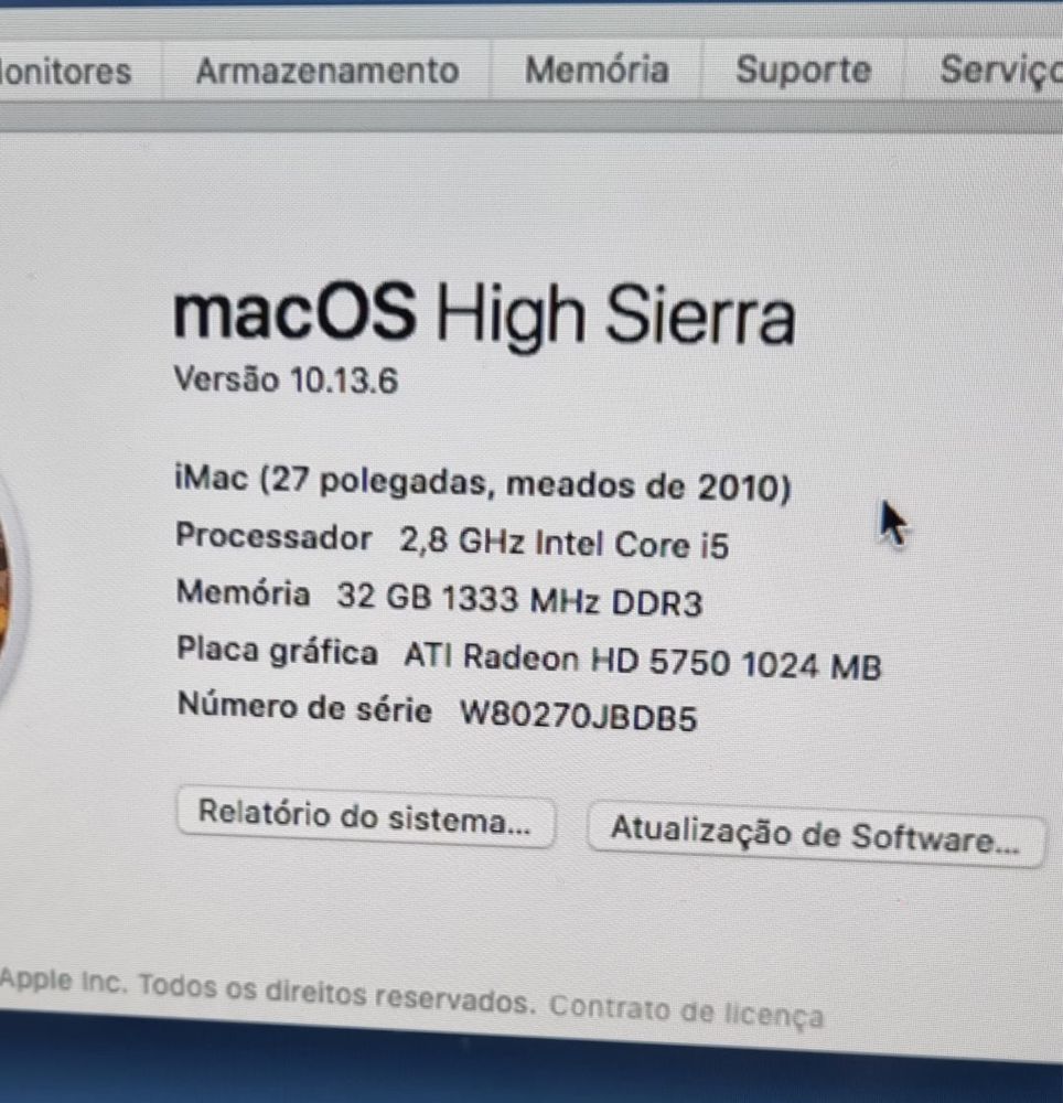 iMac 27” i5 2.8GHz 32Gb DDR 512Gb SDD [caixa + teclao + rato]